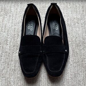 Franco Sarto Classic Black Suede Loafers